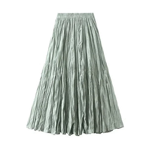 Light Luxury Irregular Slimming Pleated  A-line Skirt for Women High Waist Solid Color Loose Fashion Skirts Casual  Spring New