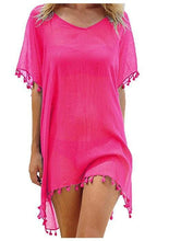 Load image into Gallery viewer, Women Swimsuit Baggy Tunic Tops Bikini Cover-Ups Dress Swim Summer Beach Bathing T-Shirt Women Cotton Blouse Beachwear