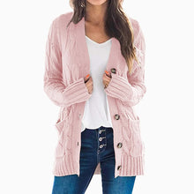 Load image into Gallery viewer, Autumn Winter Women Long Sleeve Knitted Cardigan Single Breasted Solid Color V Neck Loose Sweater Outwear Oversize S-3XL