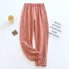 Load image into Gallery viewer, New Spring Summer Women's Pajamas 100% Cotton Crepe Pants Women's Comfortable Loose Large Leaf Home Pants Thin Bottoms