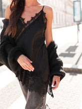 Load image into Gallery viewer, Women Coquette Satin Lace Cami Tops y2k Silky Lace Trim Patchwork Spaghetti Strap Low Cut Asymmetrical Camisole Sexy Slip Tanks