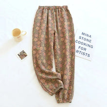 Load image into Gallery viewer, New Spring Summer Women's Pajamas 100% Cotton Crepe Pants Women's Comfortable Loose Large Leaf Home Pants Thin Bottoms