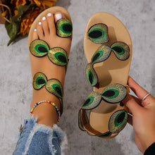 Load image into Gallery viewer, Yellow Embroidered Faux Flower Fashion Sandals Flat Plus Size 43 Summer Outdoor Beach Shoes Travel Mom Shoes