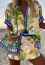Load image into Gallery viewer, Fashion Print Beach Holiday 2-Piece Set Women Summer Short Sleeve Shirt Top + Wide Legs Short Women's Oversized Two-Piece Outfit