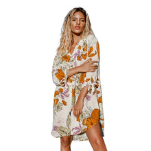 Load image into Gallery viewer, Floral Buttoned Bikini Shirt Cover Up For Woman Loose Holiday Chiffon Beach Tunic Dress 2023 Summer Midi Dress Beachwear