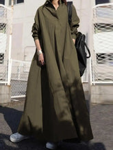 Load image into Gallery viewer, Women's Dress Autumn Long Sleeve Shirt Dress Loose Oversized Maxi Kaftan Woman Lapel Solid Half-Button A-line Sundress