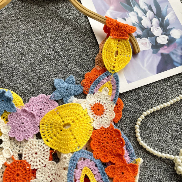 Embroidery Floral Crochet Tank Top Multicolor Open-knit Crop Tank Tops Women Teengirl Summer Fairycore Cottagecore Outfit