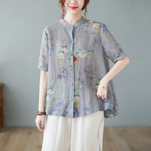 Load image into Gallery viewer, Summer ort Sve Cotton Linen Loose Fit Slimming Belly Covering Thin irt for plus Size Women Middle-Aged Mothers