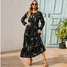 Load image into Gallery viewer, Women Maxi Dresses Sping Autumn Bohemian Casual Full Sleeve High Waist Beach Woman Chiffon Dresses Floral Vestidoes Long Dress