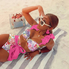 Load image into Gallery viewer, Two-Pieces Women Floral 2025 Push-Up Padded Bra Ruffles Bandage Bikini Set Swimsuit Swimwear Bathing Suit Beachwear Biquini