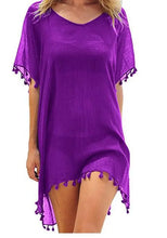 Load image into Gallery viewer, Women Swimsuit Baggy Tunic Tops Bikini Cover-Ups Dress Swim Summer Beach Bathing T-Shirt Women Cotton Blouse Beachwear