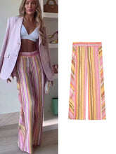 Load image into Gallery viewer, New Women Pant Sweet Striped Straight Colorful Multicolor Wide Leg Long Pants Casual Fashion Streetwear Ladies Outfit