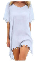 Load image into Gallery viewer, Women Swimsuit Baggy Tunic Tops Bikini Cover-Ups Dress Swim Summer Beach Bathing T-Shirt Women Cotton Blouse Beachwear
