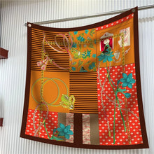 Load image into Gallery viewer, Silk Scarf Women Floral Printed Square Scarves Head Echarpes Silk Foulards Femme Wraps Beach Shawls Bandana Lady Hijabs 90CM