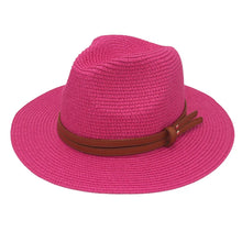 Load image into Gallery viewer, Summer Straw Sun Hat Panama Hats Grass Knitted Gift Hat Breathable Leisure Jazz Hat European American Style Straw Hat Beach Caps
