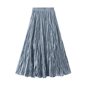 Light Luxury Irregular Slimming Pleated  A-line Skirt for Women High Waist Solid Color Loose Fashion Skirts Casual  Spring New