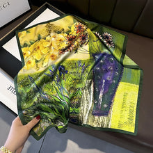 Load image into Gallery viewer, 2025 New 100% Pure Silk Scarf Women Neck Hair Foulard Bandana Square Small Headband Hijab Print Poncho Scarves Pashmina