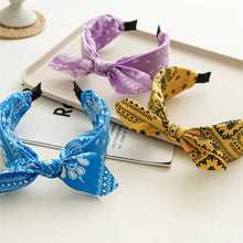 Load image into Gallery viewer, Fashion Paisley Bandana Headband for Women Top Knotted Bow Hairbands Cute Rabbit Ear Turban Headwrap Hair Band Girls Accessories