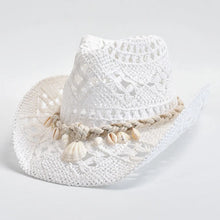 Load image into Gallery viewer, Summer Hand Woven Straw Hat for Women Shell Decoration Holiday Beach Sun Hat Chapeu Panama Feminino