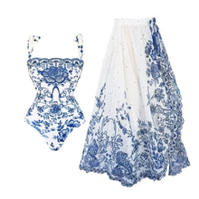 Load image into Gallery viewer, 2Pcs Printed Swimsuit Women Sexy Swimwear New Bikini With Long Skirt Female Biquini Push Up Swim Suit Bodysuit Beachwear CoverUp