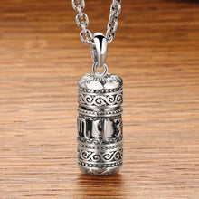 Load image into Gallery viewer, Silver Six Character True Word Pendant Can Open The Gawu Box Necklace for Men and Women Chinese Style Jewelry Rotatable