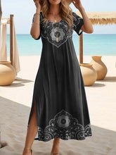 Load image into Gallery viewer, Elegant Summer Plus Size V-Neck Butterfly Print Dress - Split Hem Short Sleeve Women's Fashion