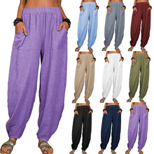 Load image into Gallery viewer, Casual Women Harem Pants Summer Female Cotton Linen Loose Wide Leg Long Pants Homewear LRFZ-922