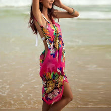 Load image into Gallery viewer, Printed Cover-ups Sexy Beach Dress Women Halter Sling Chiffon Beach Towel Bikini Wrap Pareo Skirts Open-Back Swimwear