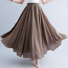 Load image into Gallery viewer, Boho Cotton Linen Beach Long Skirt Women Vintage Casual Solid A-line High Waist Dance Floor-Length Maxi Skirt Spring Summer New