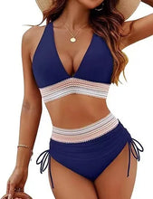 Load image into Gallery viewer, New 2026 Summer Beachwear Women Textured Bikini Set Wide Shoulder Belt Swimwear High Waist Push Up Bathing Suits Female Swimsuit