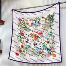 Load image into Gallery viewer, Silk Scarf Women Floral Printed Square Scarves Head Echarpes Silk Foulards Femme Wraps Beach Shawls Bandana Lady Hijabs 90CM