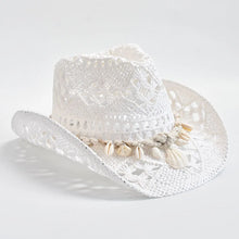 Load image into Gallery viewer, Summer Hand Woven Straw Hat for Women Shell Decoration Holiday Beach Sun Hat Chapeu Panama Feminino