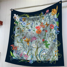 Load image into Gallery viewer, Silk Scarf Women Floral Printed Square Scarves Head Echarpes Silk Foulards Femme Wraps Beach Shawls Bandana Lady Hijabs 90CM