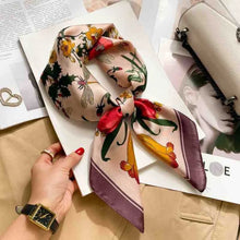 Load image into Gallery viewer, 70cm Leopard Print Silk Square Scarf for Women Satin Shawl Fashion Wraps Neckerchief Female Hair Bands Ribbon Headband Bandana