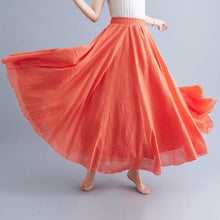 Load image into Gallery viewer, Boho Cotton Linen Beach Long Skirt Women Vintage Casual Solid A-line High Waist Dance Floor-Length Maxi Skirt Spring Summer New