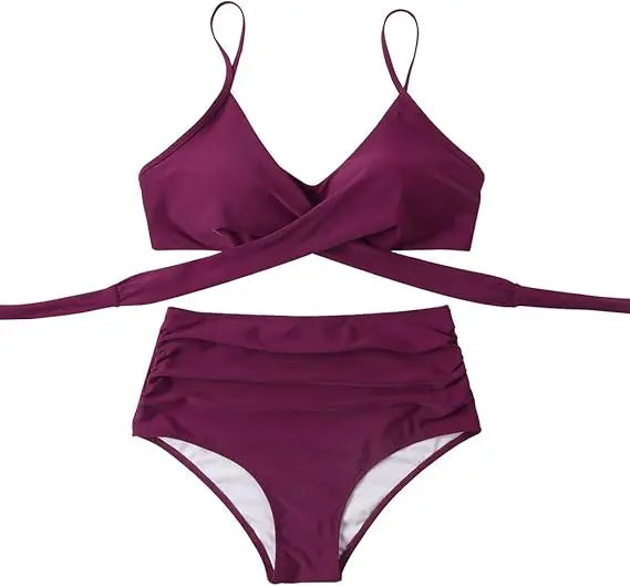 High Waist  Sexy Bikini Set 2024  Biquini Swimwear Women Two Pieces Swimsuit Floral Beachwear V-Neck Bathing Suits Female