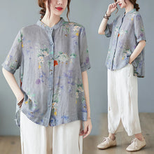 Load image into Gallery viewer, Summer ort Sve Cotton Linen Loose Fit Slimming Belly Covering Thin irt for plus Size Women Middle-Aged Mothers