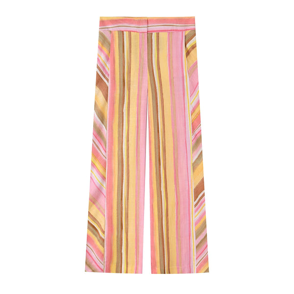 New Women Pant Sweet Striped Straight Colorful Multicolor Wide Leg Long Pants Casual Fashion Streetwear Ladies Outfit