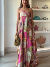 Load image into Gallery viewer, Casual Pleated Printed Strapless Maxi Dress Women Chic Sleeveless High Waist Loose Hem Long Dresses Summer New Lady Party Robes