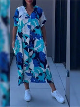 Load image into Gallery viewer, Women's Short-sleeve New V-neck Print Casual Dress Summer Fashion Elegant Office Party Holiday Women Clothes Dresses Robe Femme