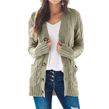 Load image into Gallery viewer, Autumn Winter Women Long Sleeve Knitted Cardigan Single Breasted Solid Color V Neck Loose Sweater Outwear Oversize S-3XL