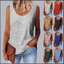 Load image into Gallery viewer, Women&#39;s Loose-Fit Round Neck Vest Polyester Fiber Metal Patch Decorative Women&#39;s Sweater