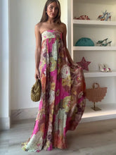 Load image into Gallery viewer, Casual Pleated Printed Strapless Maxi Dress Women Chic Sleeveless High Waist Loose Hem Long Dresses Summer New Lady Party Robes