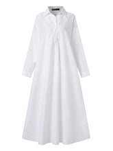 Load image into Gallery viewer, Women's Dress Autumn Long Sleeve Shirt Dress Loose Oversized Maxi Kaftan Woman Lapel Solid Half-Button A-line Sundress