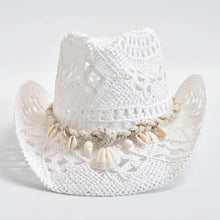 Load image into Gallery viewer, Summer Hand Woven Straw Hat for Women Shell Decoration Holiday Beach Sun Hat Chapeu Panama Feminino