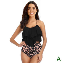 Load image into Gallery viewer, 8 Colors Women Ruffled Tankini Set Padded Top With Adjustable Shoulder Straps Elastic Slim Knitted High Waisted Beachwear 2025