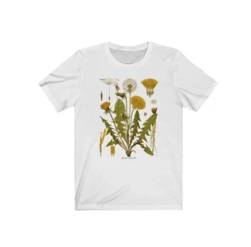 Dandelion Botanical Graphic Tshirt Hiking Shirt Botanical Print Shirt Short Sleeve Cotton Oversized Tee Women Clothing Harajuku