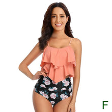 Load image into Gallery viewer, 8 Colors Women Ruffled Tankini Set Padded Top With Adjustable Shoulder Straps Elastic Slim Knitted High Waisted Beachwear 2025