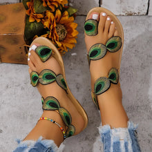 Load image into Gallery viewer, Yellow Embroidered Faux Flower Fashion Sandals Flat Plus Size 43 Summer Outdoor Beach Shoes Travel Mom Shoes