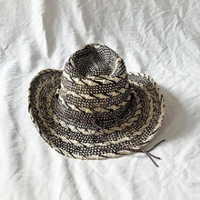 Load image into Gallery viewer, Handmade Color Matching Sun Hat Characteristic Ethnic Style Western Cowboy Straw Hat Black and White Two-color Woven Beach Hat